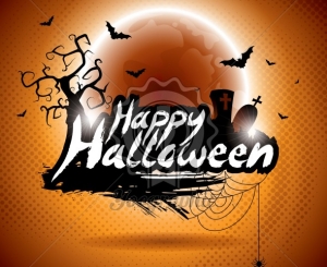 Vector illustration on a Happy Halloween theme on moon background.